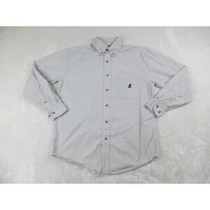 Disney Shirt Mens Small Brown Tan Mickey Mouse‎ Button Up Long Sleeve Casual*